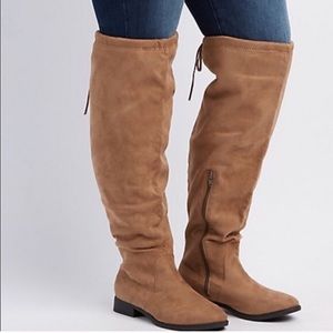 Taupe Over the Knee Wide Calf Boots